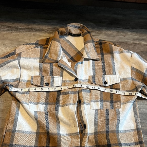 Plaid Button Down Shirt - Brown and Cream - Picture 2 of 3